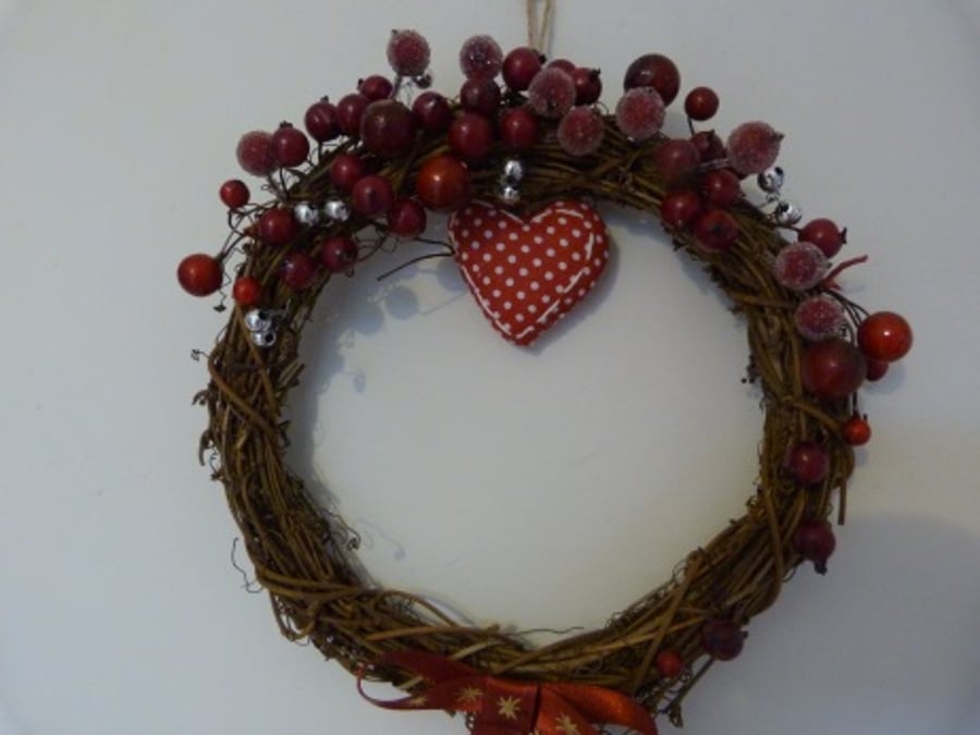 Polka Dot Heart Christmas Wreath