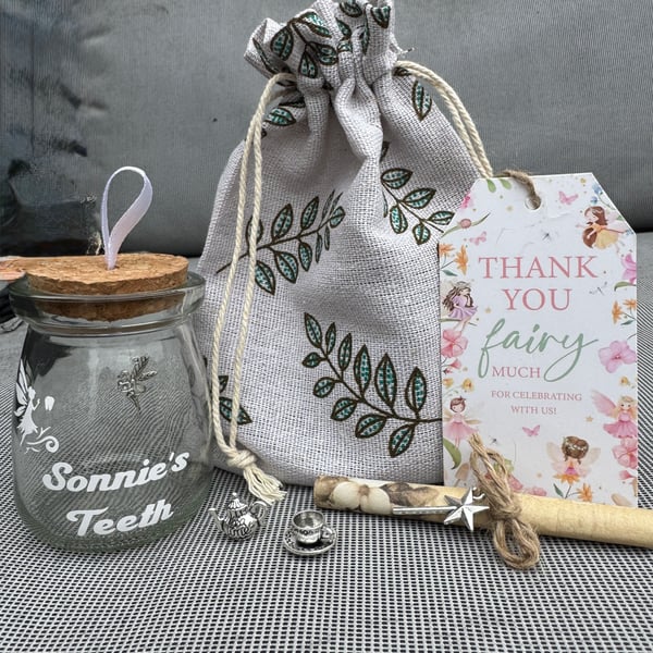 Personalised tooth fairy jar gift set 