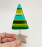 Fused Glass Green Stripy Christmas Tree  - Image 3