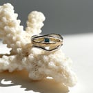 Silver And Gold Wave Ring With Topaz