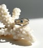 Silver And Gold Wave Ring With Topaz