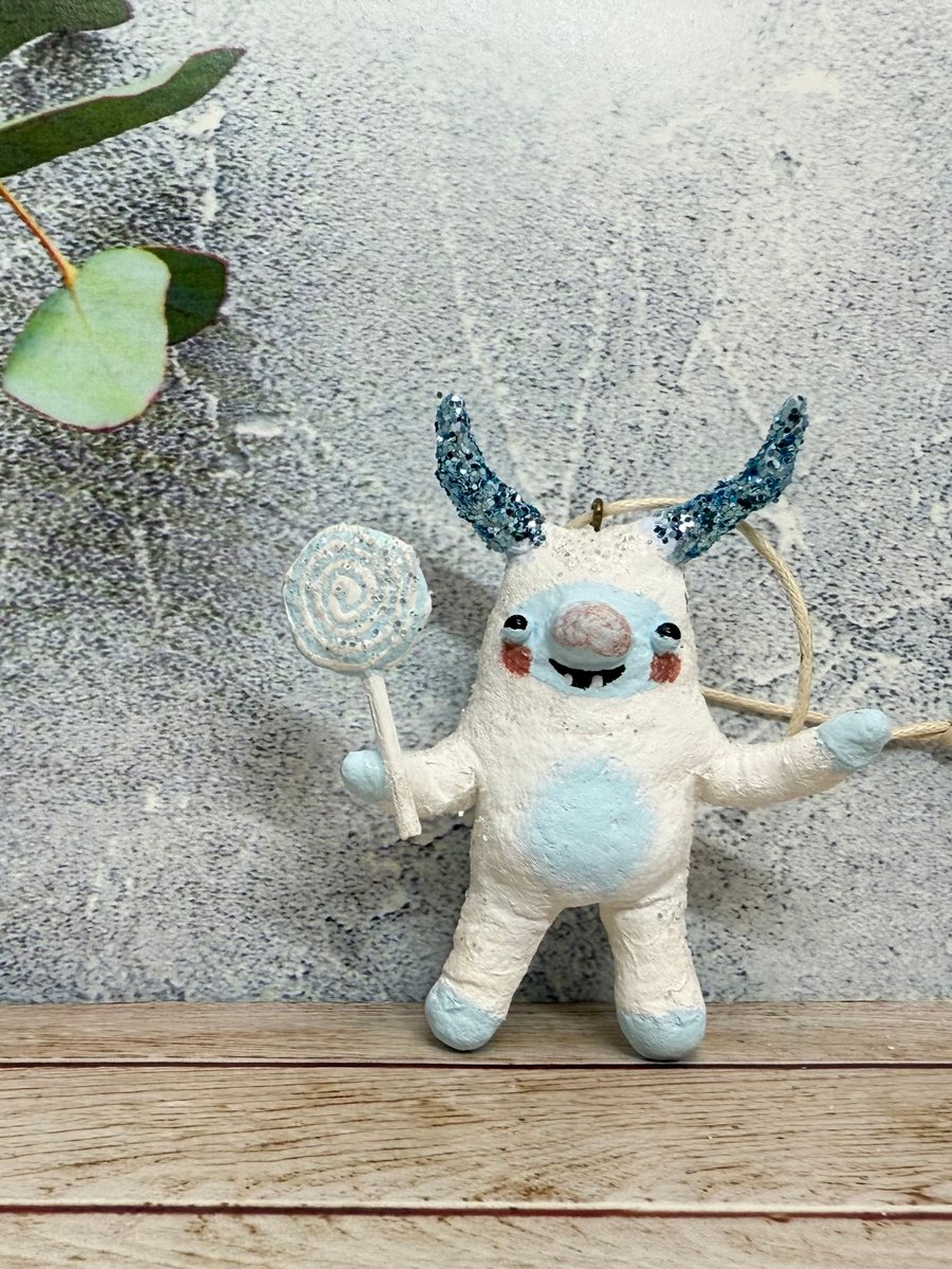 Spun Cotton Yeti Popsicle Ornament 3