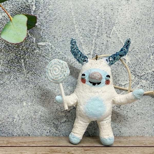 Spun Cotton Yeti Popsicle Ornament 3