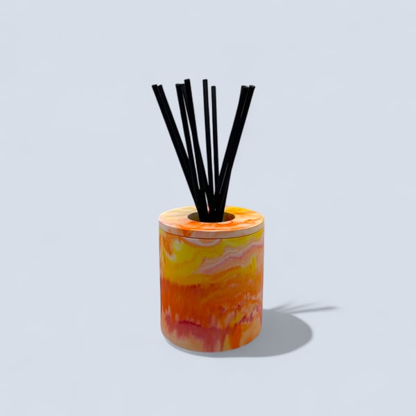 Handmade Sunrise Yellow and Orange Diffuser Bottle Holder for Home Fragrance
