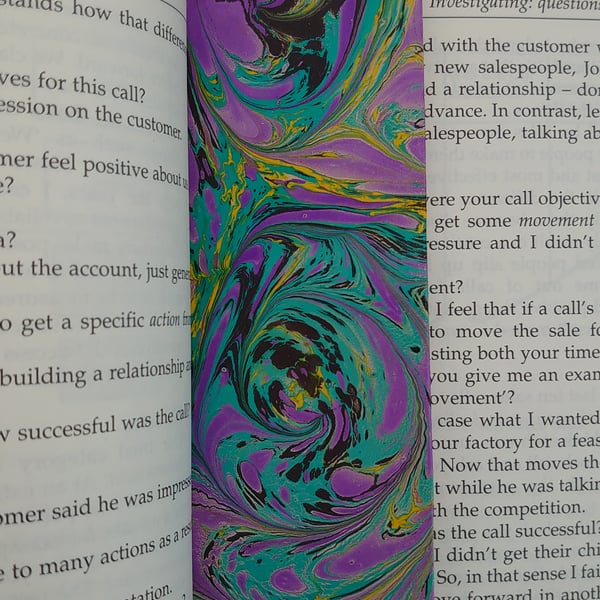 Handmade Marbled "Purple Storm" Leather Bookmark