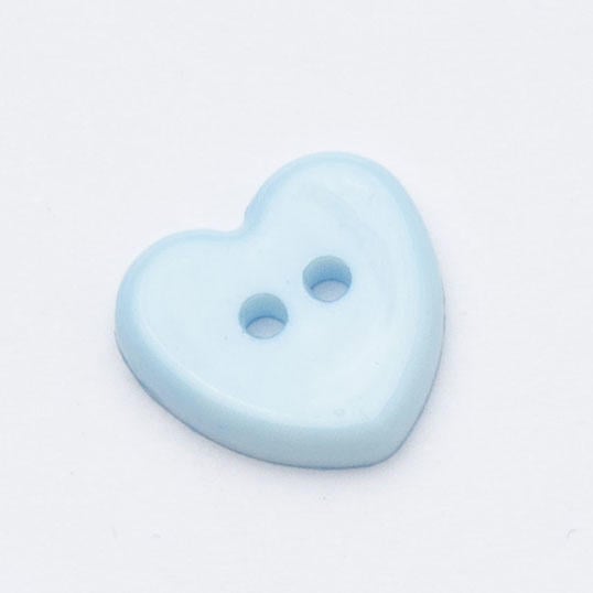 10 blue heart buttons, flat 2 hole sewing, knitting, crochet buttons 13mm