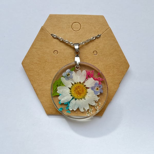 Dried flower Resin Necklace 