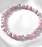 Handmade Shell Pink Howlite Stretch Bracelet 