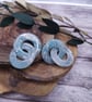 Silver and pale blue hoop earrings - Image 6