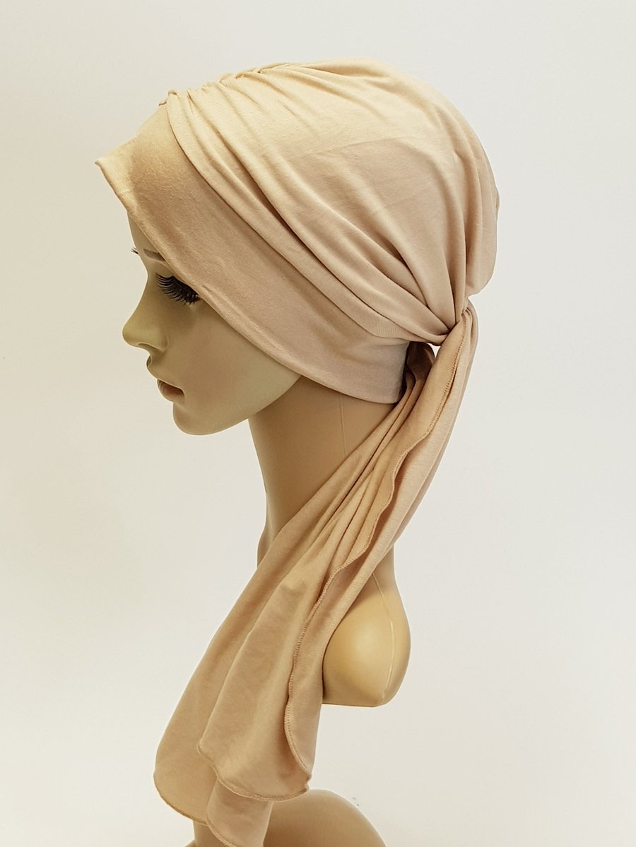 Chemo head wear for women, turban with ties, viscose jersey turban hat