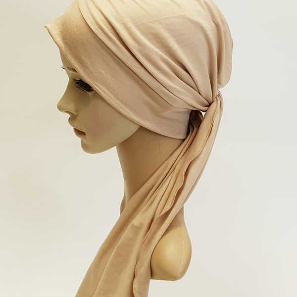 Chemo head wear for women, turban with ties, viscose jersey turban hat