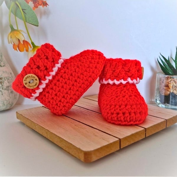 Newborn Christmas Crochet Baby Booties - CLEARANCE 