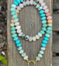 Cool Peach Mixed Gemstone Hand Knotted Beaded Necklace - Image 6