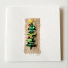 Handmade Embroidered 'Beaded Tree' Christmas Greeting Card 