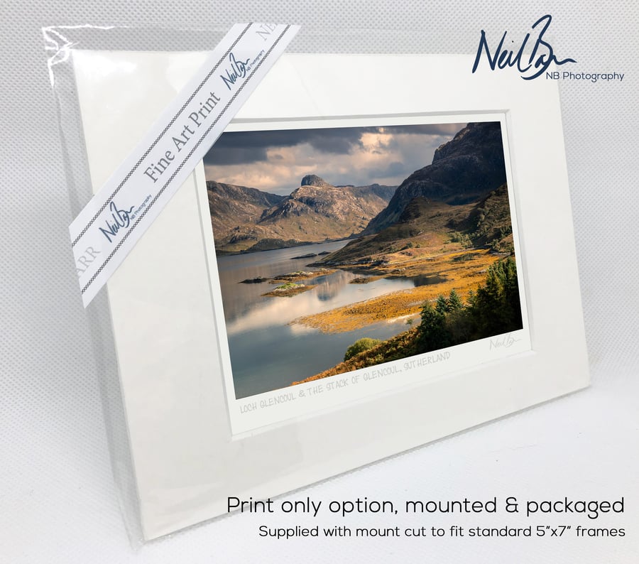 Loch Glencoul & Stack of Glencoul, Sutherland - A6 (7" x 5") Unframed Print