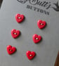 6 Vintage Red Heart shaped Buttons 12mm - Image 2