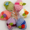 6 Crochet Mini Egg Hanging Decorations. 