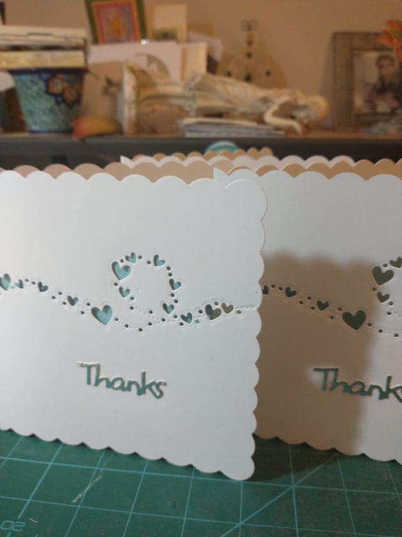 Pack of 3 blue heart thank you cards
