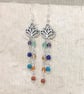 Chakra semi precious gemstone bead and lotus flower earrings - Image 7