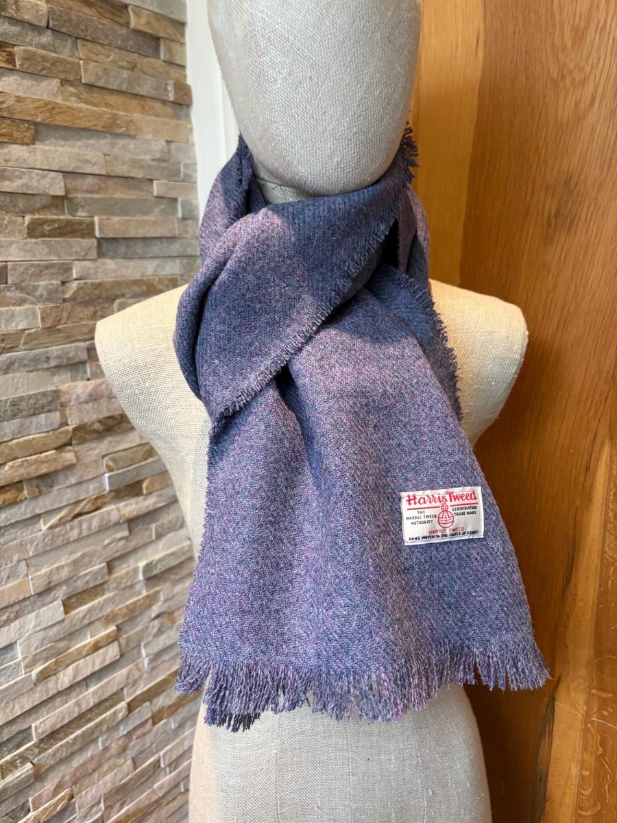 Harris Tweed Plain Light Purple Scarf  , 200cm length x 36com width