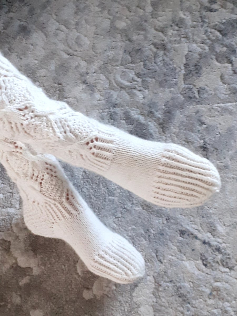 Hand - knitted socks with an openwork pattern, beautiful present, size 39-40