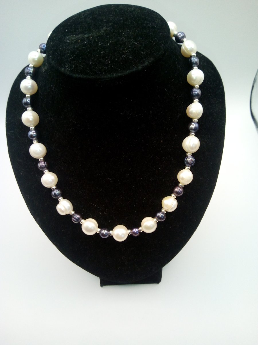 White and black pearl necklace