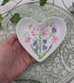 Sweet Pea hand-painted heart ceramic ring dish