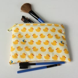 Make up bag, cosmetics bag, yellow duck fabric