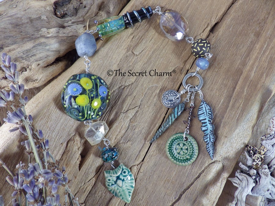 Sterling Silver Rosary Prayer Beads, Owl Goddess Minerva Meditation Beads OOAK