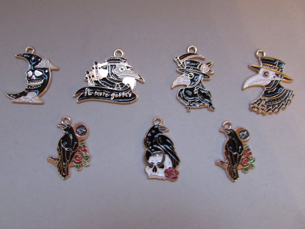 Plague Doctor Moon and Ravens charm pendant