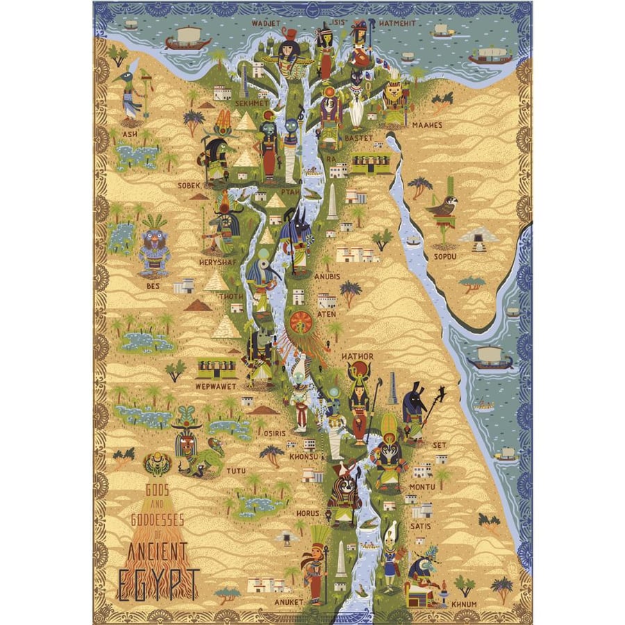 Illustrated Map, Gods and Goddesses of Ancient Folksy