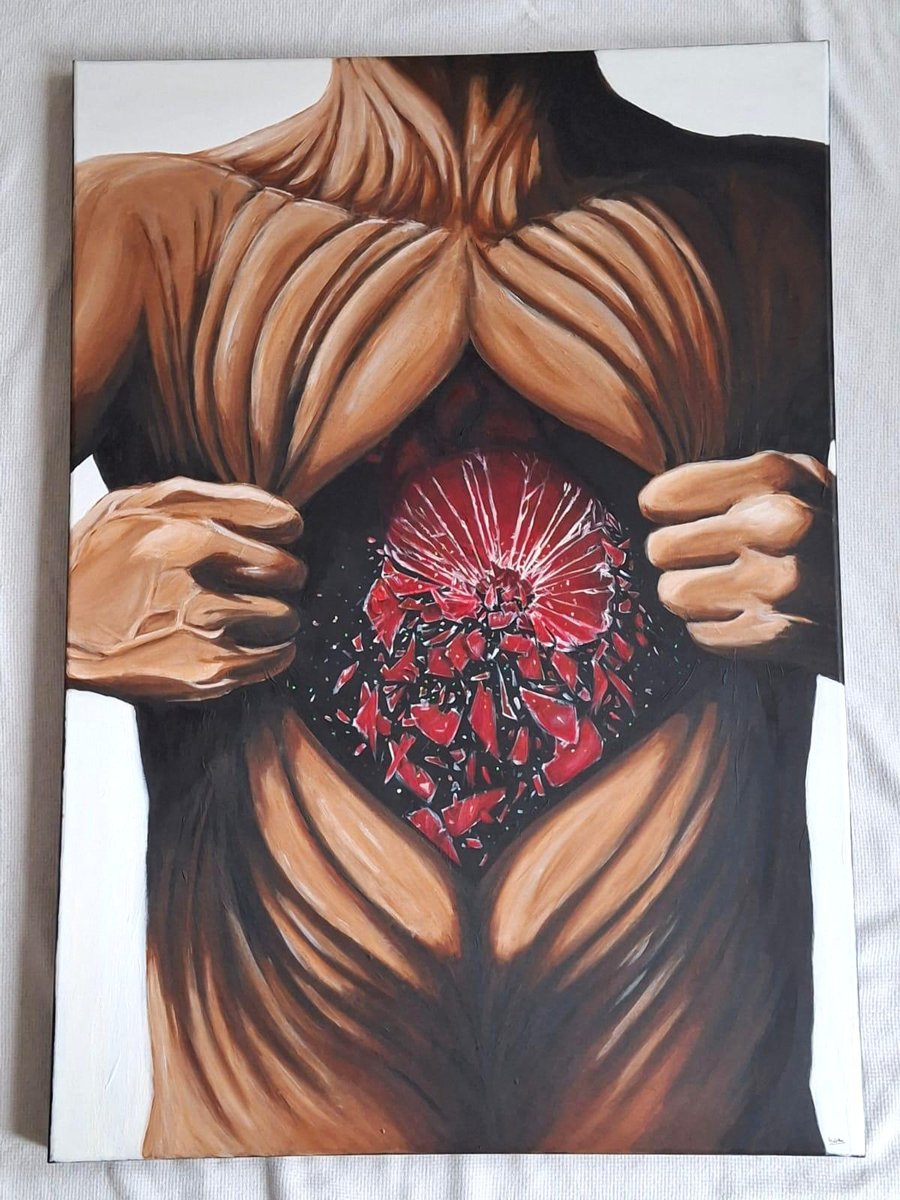 Large Acrylic Broken Heart Painting