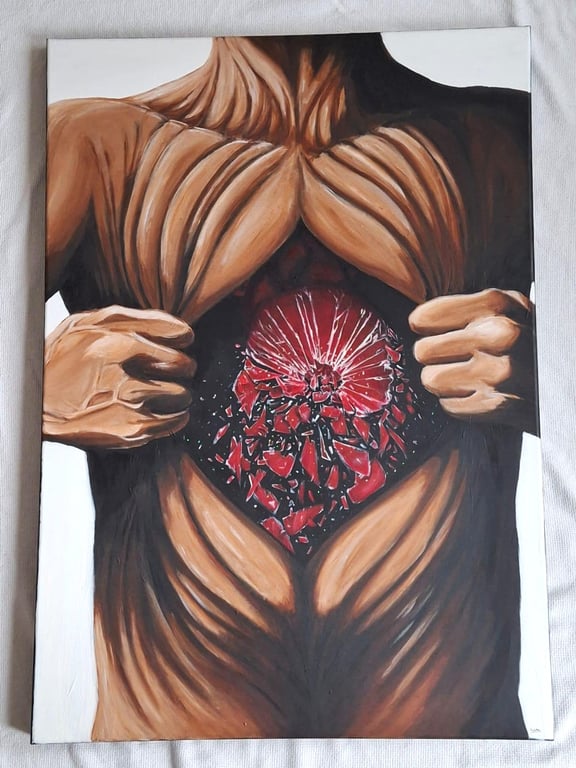 Large Acrylic Broken Heart Painting