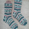 Hand knitted socks, WOODPECKER, LARGE, size 9-11