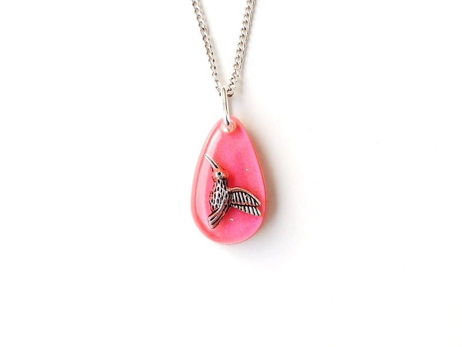Pink Hummingbird Necklace (1822)