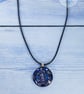 Beautiful fused grass dichroic round pendant blues purples sparkly - Image 3