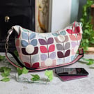 Large Dumpling Bag, Sling Style Cross Body Bag Retro Flower Design