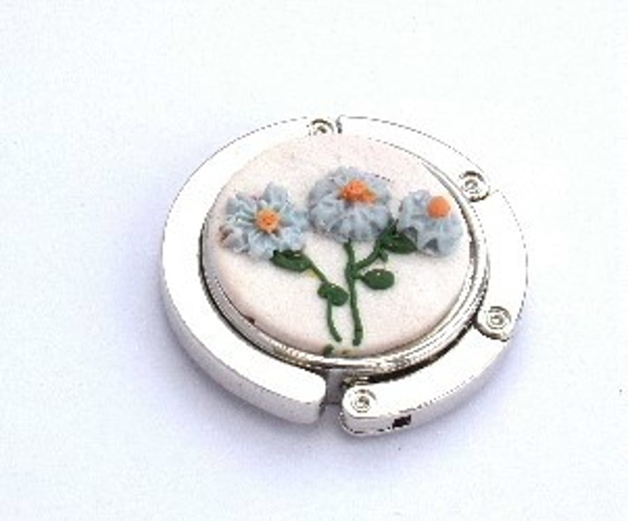 Handcrafted Blue Floral Bag Hanger