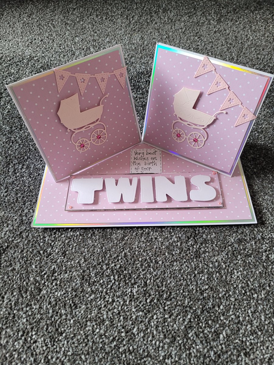 Twin girls double twisted easel card
