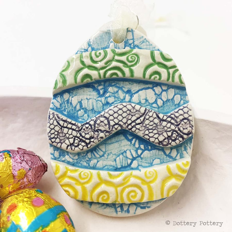Pottery Easter Egg decoration Ceramic Easter Egg patterned egg bright pattern