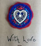 Hand Embroidered Decorative Heart Card - Image 1