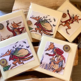 Set Of 2 Fantastic Mr Fox Fabric Cards 