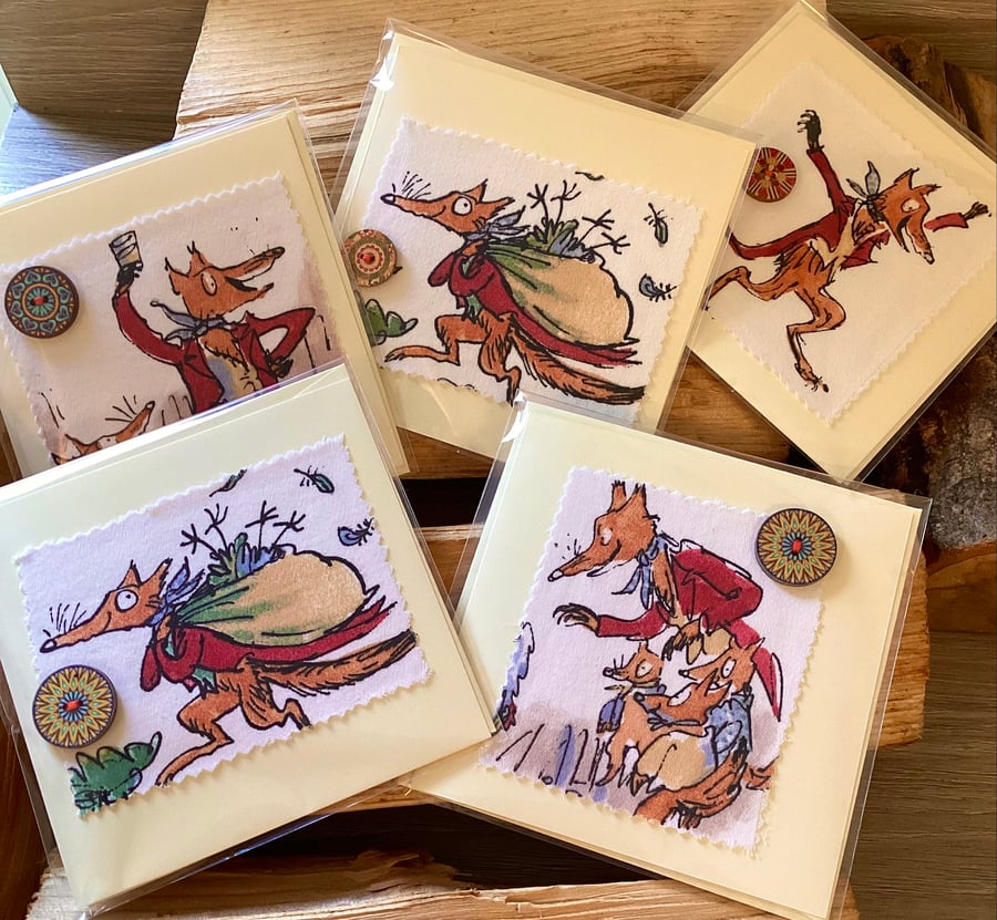Set Of 2 Fantastic Mr Fox Fabric Cards 