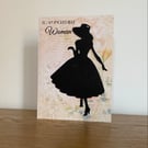 Handmade Incredible Woman Art Deco Lady Silhouette 3D Birthday Card
