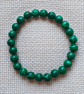 Ladies Green Malachite Elastic Bead Bracelet