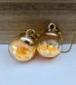 Glass Christmas bauble earrings - pale orange stars - Image 3