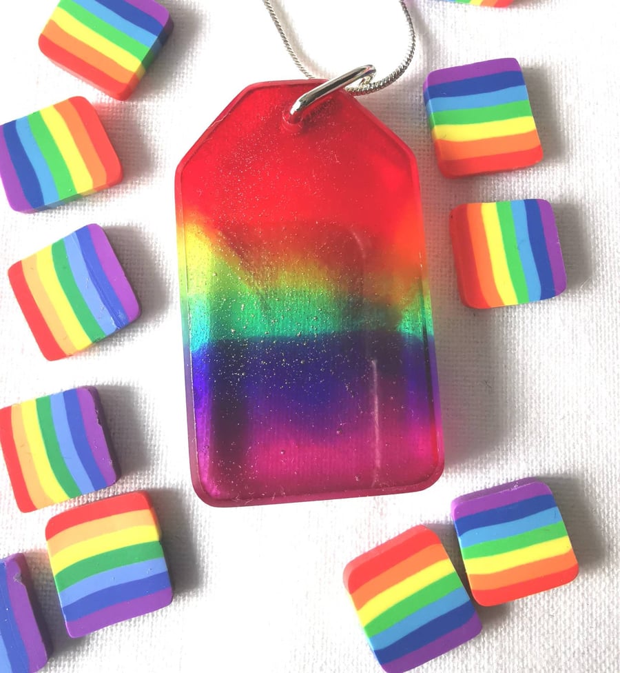 Rainbow Resin Pendant