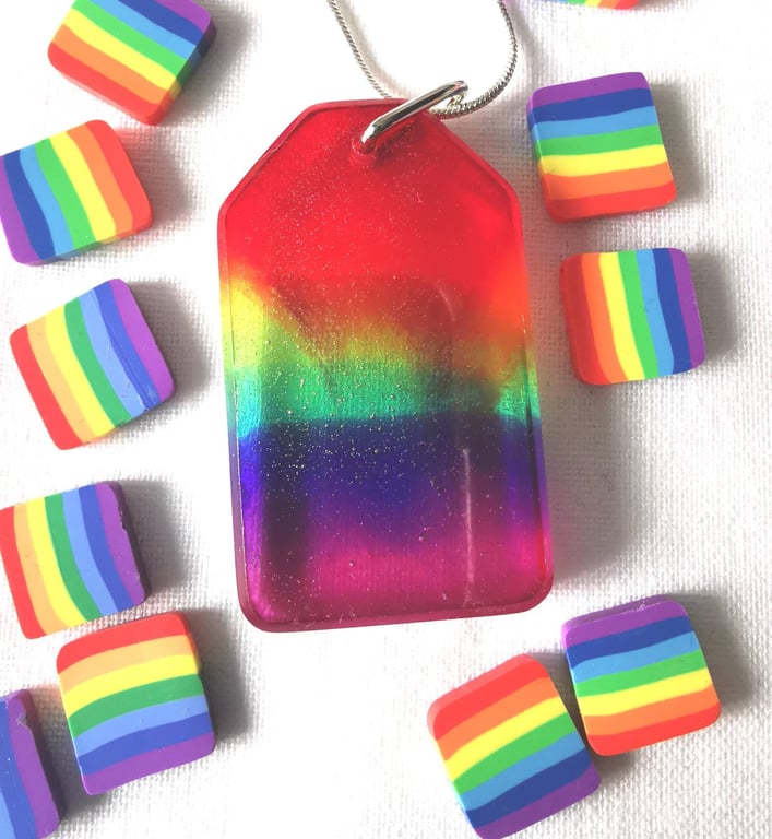 Rainbow Resin Pendant