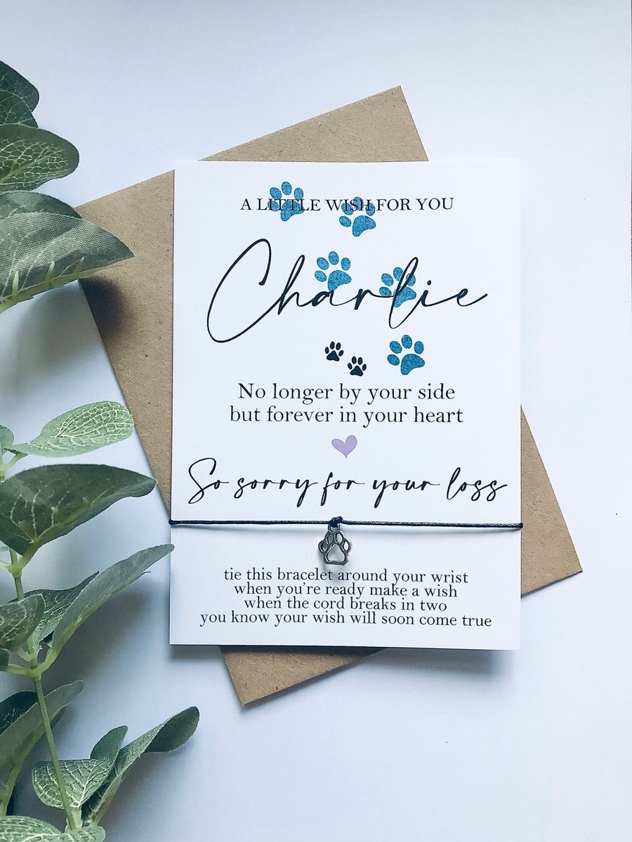 Wish bracelet, pet loss, dog memorial, pet memorial gift, in memory of, special 