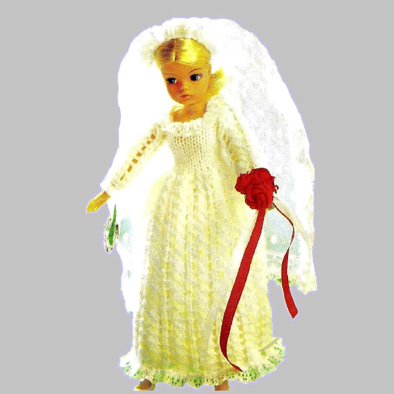 VINTAGE KNITTING PATTERN PDF Wedding Dress for Doll